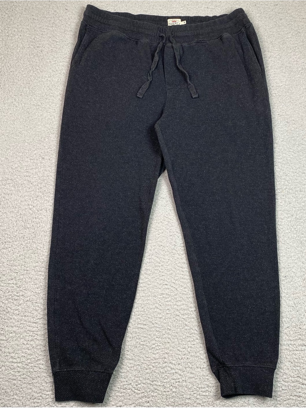 Faherty Jogger Sweatpants Men's Size L Dark Gray Elastic Waist Drawstring Lounge